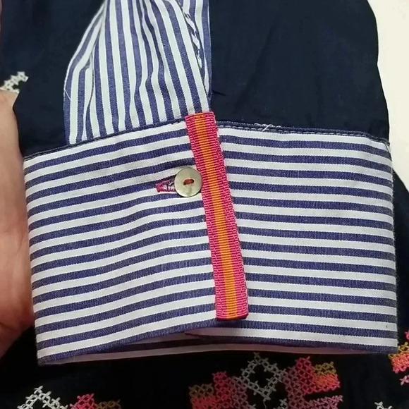 {Hilary Radley} NWT: For Katherine Barclay Striped Embroidered Blouse - Picture 6 of 12